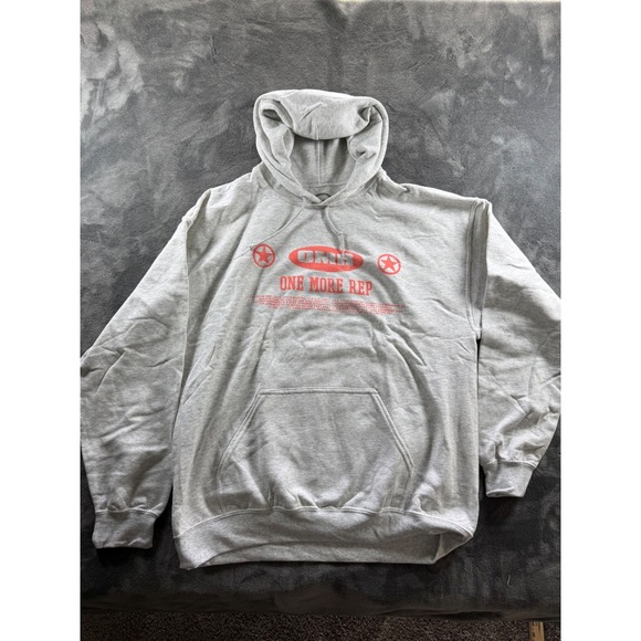 OMR One More Rep Other - OMR One More Rep Los Angeles California Hoodie Grey Red Graphic Mens Large